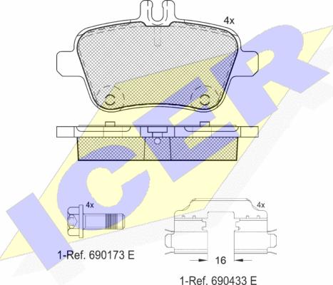 Icer 182039-067 - Bremžu uzliku kompl., Disku bremzes www.autospares.lv