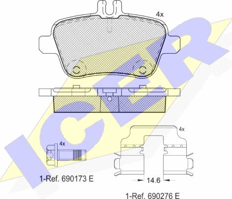 Icer 182039 - Bremžu uzliku kompl., Disku bremzes www.autospares.lv