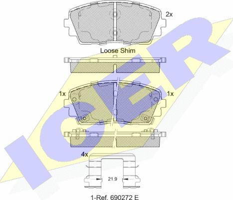 Icer 182034233 - Тормозные колодки, дисковые, комплект www.autospares.lv