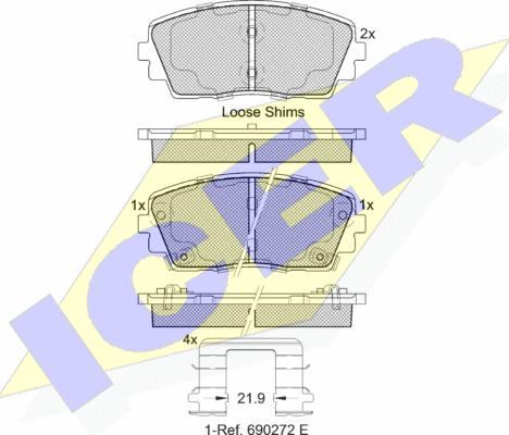 Icer 182034 - Bremžu uzliku kompl., Disku bremzes autospares.lv