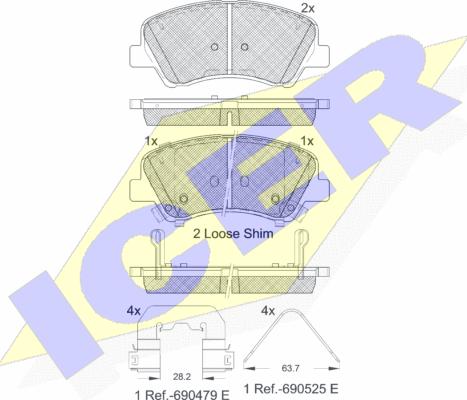 Icer 182035-233 - Bremžu uzliku kompl., Disku bremzes autospares.lv