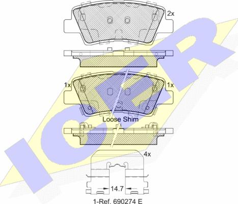 Icer 182036 - Brake Pad Set, disc brake www.autospares.lv