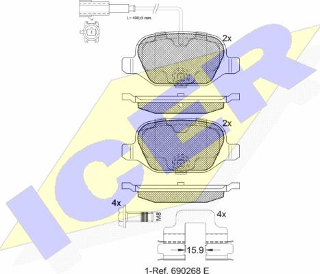 Icer 182038 - Bremžu uzliku kompl., Disku bremzes www.autospares.lv