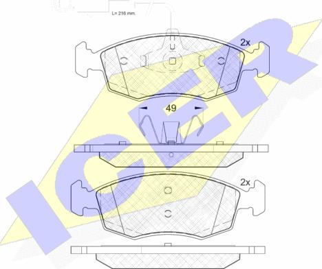 Icer 182033 - Bremžu uzliku kompl., Disku bremzes autospares.lv