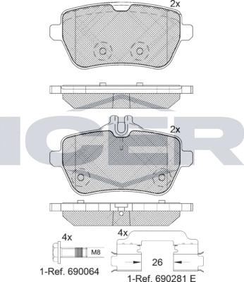 Icer 182076-400 - Bremžu uzliku kompl., Disku bremzes www.autospares.lv