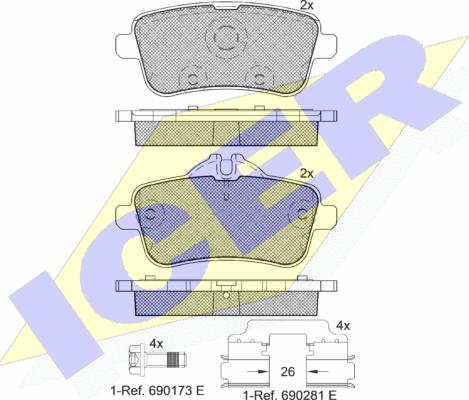 Icer 182072-066 - Bremžu uzliku kompl., Disku bremzes www.autospares.lv