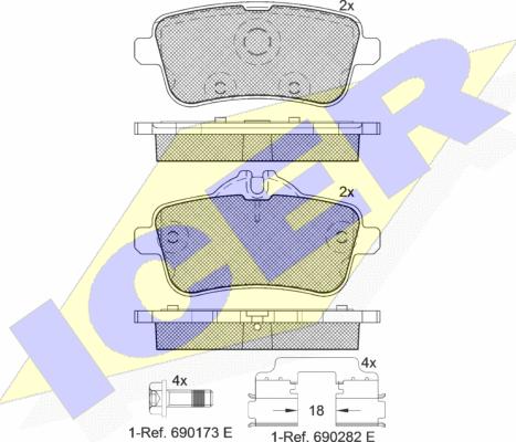 Icer 182072-067 - Bremžu uzliku kompl., Disku bremzes www.autospares.lv