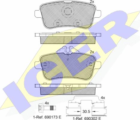 Icer 182072-200 - Bremžu uzliku kompl., Disku bremzes www.autospares.lv