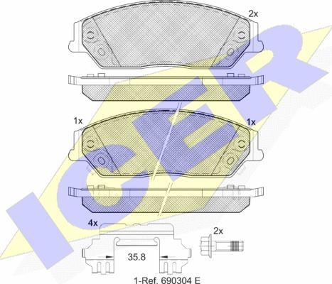 Icer 182077 - Bremžu uzliku kompl., Disku bremzes www.autospares.lv