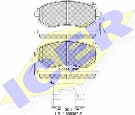 Icer 182199 - Bremžu uzliku kompl., Disku bremzes autospares.lv