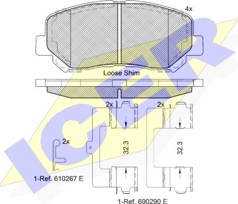 Icer 182196-200 - Bremžu uzliku kompl., Disku bremzes www.autospares.lv