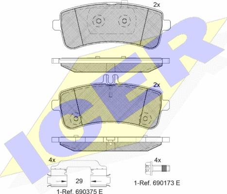 Icer 182145-202 - Bremžu uzliku kompl., Disku bremzes www.autospares.lv