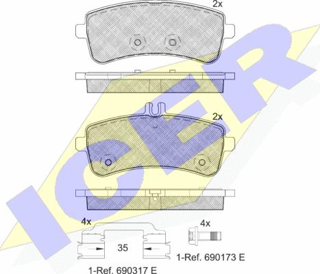 Icer 182145 - Bremžu uzliku kompl., Disku bremzes www.autospares.lv