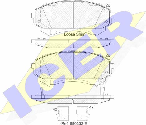 Icer 182140 - Bremžu uzliku kompl., Disku bremzes www.autospares.lv