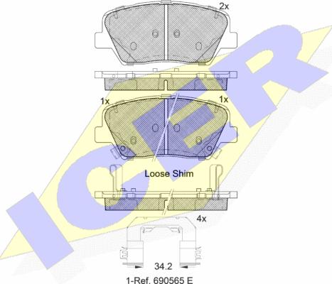 Icer 182147-203 - Тормозные колодки, дисковые, комплект www.autospares.lv