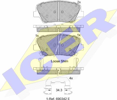 Icer 182147 - Тормозные колодки, дисковые, комплект www.autospares.lv