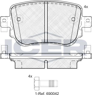 Icer 182152e1 - Bremžu uzliku kompl., Disku bremzes www.autospares.lv