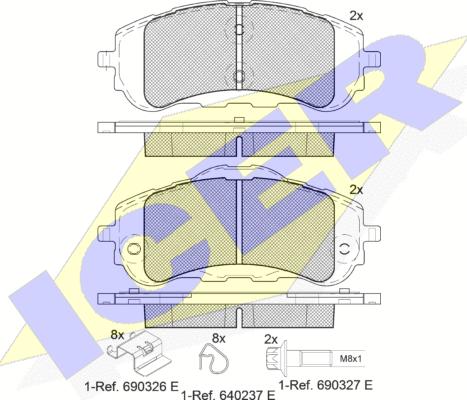 Icer 182160 - Bremžu uzliku kompl., Disku bremzes www.autospares.lv