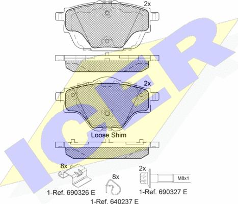 Icer 182161 - Bremžu uzliku kompl., Disku bremzes www.autospares.lv