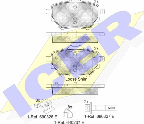 Icer 182162 - Bremžu uzliku kompl., Disku bremzes www.autospares.lv