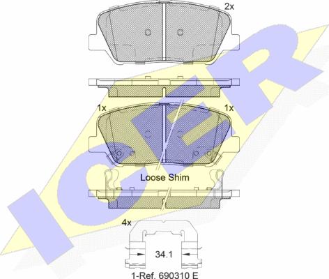 Icer 182102 - Bremžu uzliku kompl., Disku bremzes www.autospares.lv