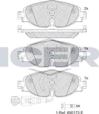 Icer EV2111 - Bremžu uzliku kompl., Disku bremzes www.autospares.lv