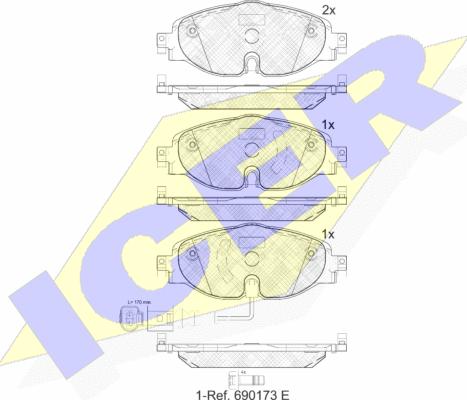 Icer 182111 - Bremžu uzliku kompl., Disku bremzes www.autospares.lv