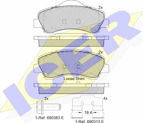 Icer 182131 - Bremžu uzliku kompl., Disku bremzes www.autospares.lv