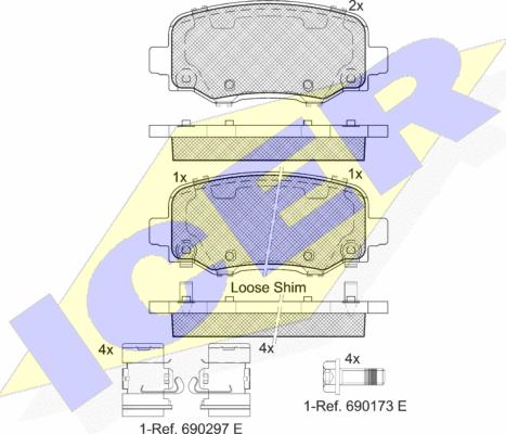 Icer 182176-203 - Bremžu uzliku kompl., Disku bremzes www.autospares.lv