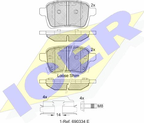 Icer 182170-203 - Bremžu uzliku kompl., Disku bremzes www.autospares.lv