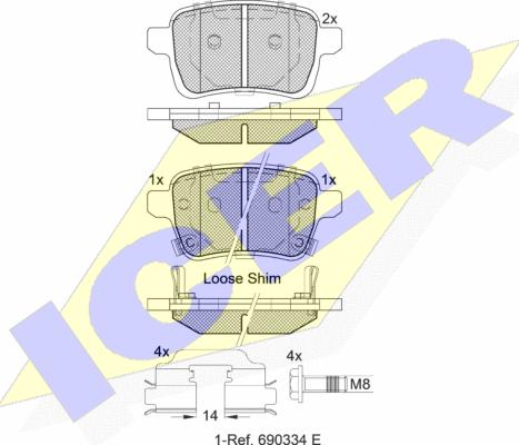 Icer 182170 - Bremžu uzliku kompl., Disku bremzes www.autospares.lv