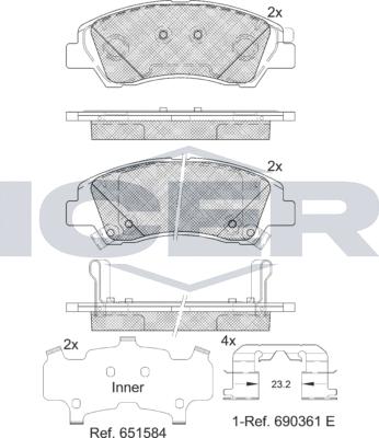 Icer 182178-233 - Bremžu uzliku kompl., Disku bremzes www.autospares.lv