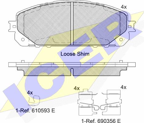 Icer 182177 - Bremžu uzliku kompl., Disku bremzes autospares.lv