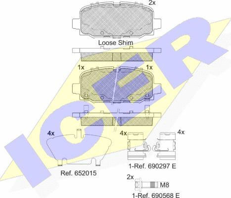 Icer 182345 - Bremžu uzliku kompl., Disku bremzes www.autospares.lv