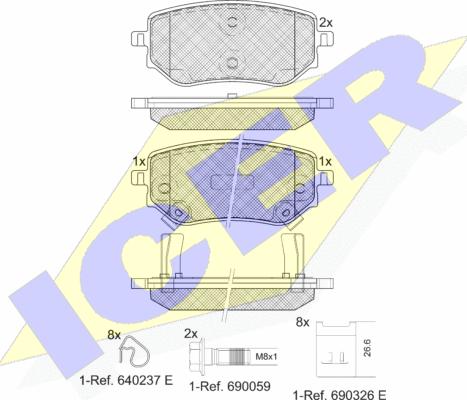 Icer 182343 - Bremžu uzliku kompl., Disku bremzes autospares.lv