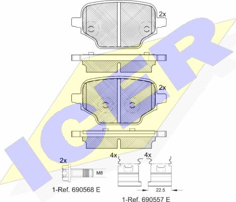 Icer 182347 - Bremžu uzliku kompl., Disku bremzes www.autospares.lv