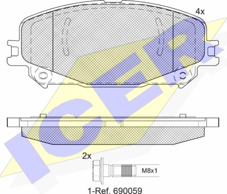 Icer 182304 - Bremžu uzliku kompl., Disku bremzes www.autospares.lv