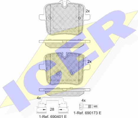 Icer 182308 - Bremžu uzliku kompl., Disku bremzes www.autospares.lv