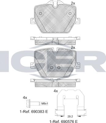 Icer 182386 - Bremžu uzliku kompl., Disku bremzes www.autospares.lv