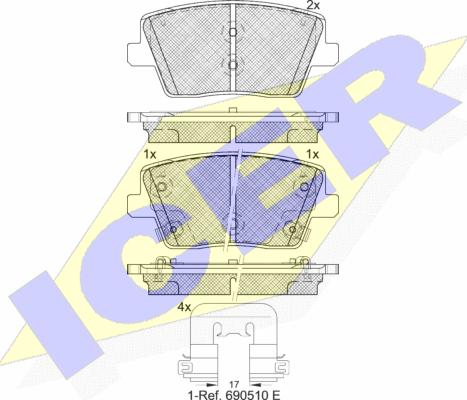 Icer 182334 - Bremžu uzliku kompl., Disku bremzes autospares.lv