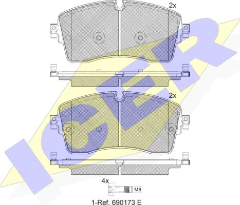 Icer 182335 - Bremžu uzliku kompl., Disku bremzes www.autospares.lv