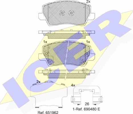 Icer 182325 - Bremžu uzliku kompl., Disku bremzes autospares.lv