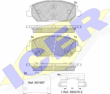 Icer 182320 - Тормозные колодки, дисковые, комплект www.autospares.lv