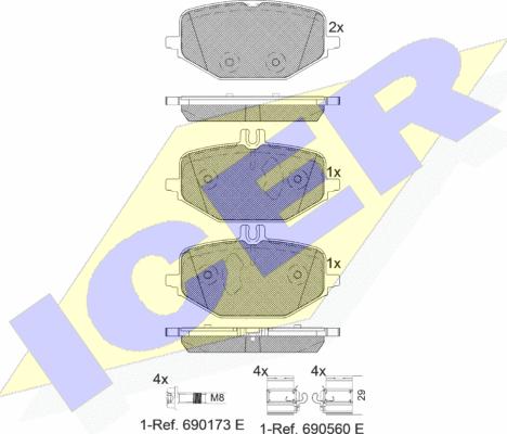 Icer 182371-203 - Bremžu uzliku kompl., Disku bremzes www.autospares.lv