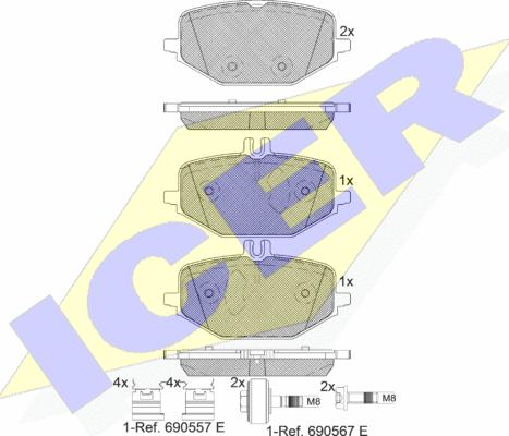 Icer 182371 - Bremžu uzliku kompl., Disku bremzes www.autospares.lv