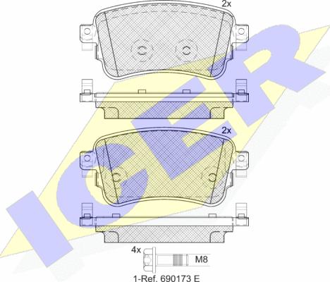 Icer 182294 - Bremžu uzliku kompl., Disku bremzes www.autospares.lv