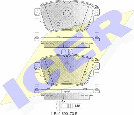 Icer 182290 - Bremžu uzliku kompl., Disku bremzes www.autospares.lv