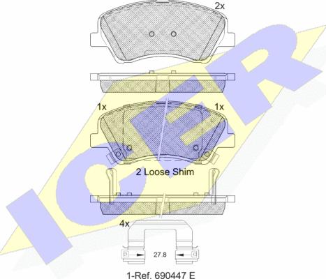 Icer 182298 - Bremžu uzliku kompl., Disku bremzes autospares.lv