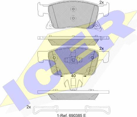 Icer 182245 - Bremžu uzliku kompl., Disku bremzes www.autospares.lv