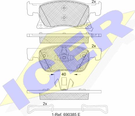 Icer 182246 - Bremžu uzliku kompl., Disku bremzes www.autospares.lv